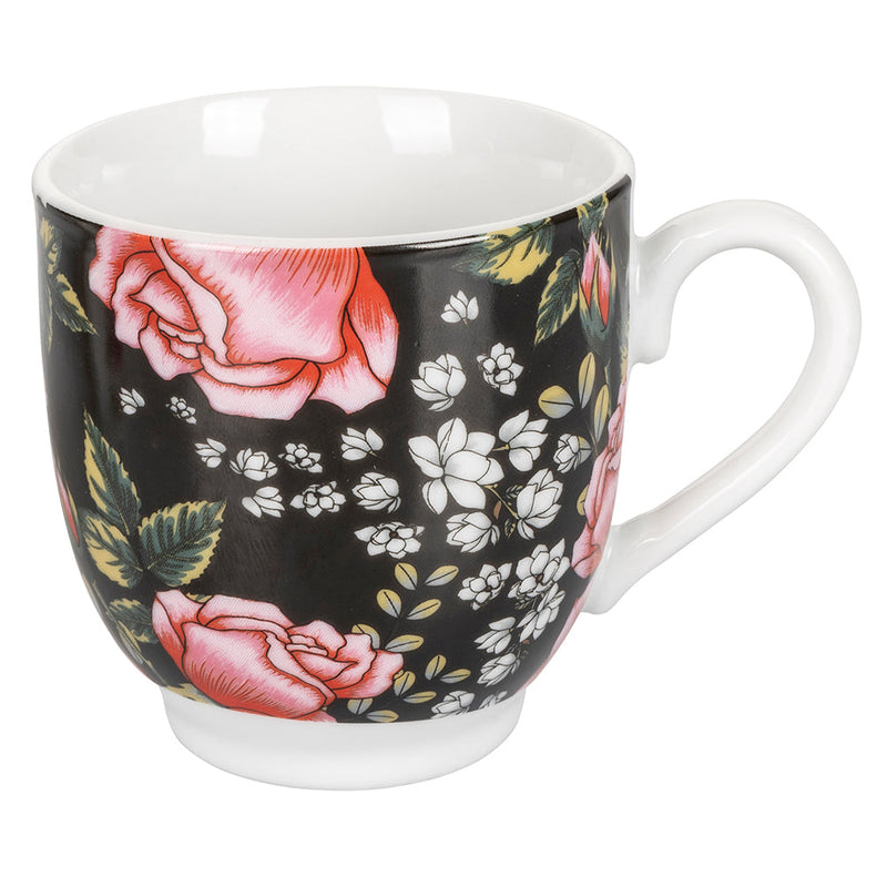 Set 6 Tazzine da Caffè con Piattino Ø5,5x6 cm in Porcellana VdE Tivoli 1996 Rose Baroque