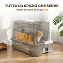 Lettiera per Gatti Chiusa 3 in 1 68 L 60x40x45 cm con Coperchio Vassoio Estraibile e Paletta in Acciaio Inox e ABS Grigio      