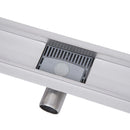 Canalina di Scarico Doccia a Pavimento in Acciaio Inox Piastrellabile 74x11x7 cm 