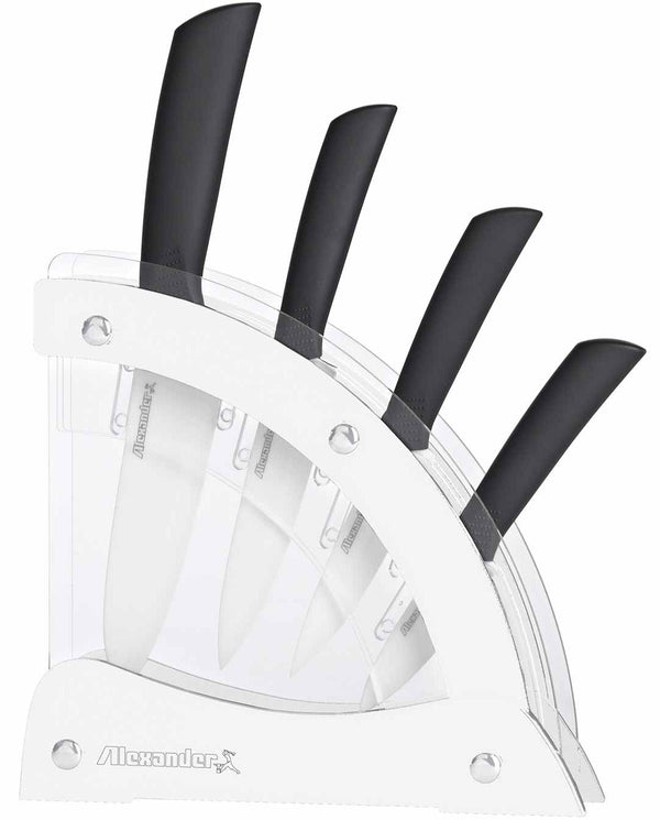 sconto Block mit 4 weißen Keramikmessern von Alexander Vela