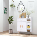 Madia Mobiletto Soggiorno con Piedi in Legno di Pino Bianco 80x29.5x96 cm 