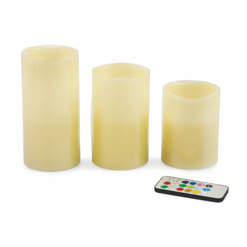 Set 3 Candele a LED con Telecomando Kooper  Multicolor