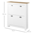 Mobile Scarpiera Slim Salvaspazio 2 Cassetti a Ribalta 12 Paia di Scarpe 79x23x90,5 cm Bianco 