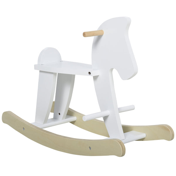 Schaukelpferd für Kinder 68 x 26,5 x 48 cm aus weißem Holz acquista