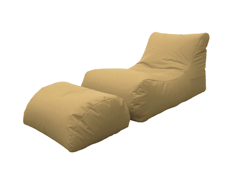 Poltrona Pouf Chaise Longue con Poggiapiedi in Poliestere Beige Avalli