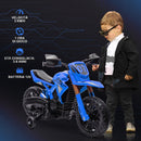 Moto Elettrica per Bambini 3-8 Anni con 12V Doppi Motori Rotelle e Clacson 3 km/h Capacità 30kg Blu      