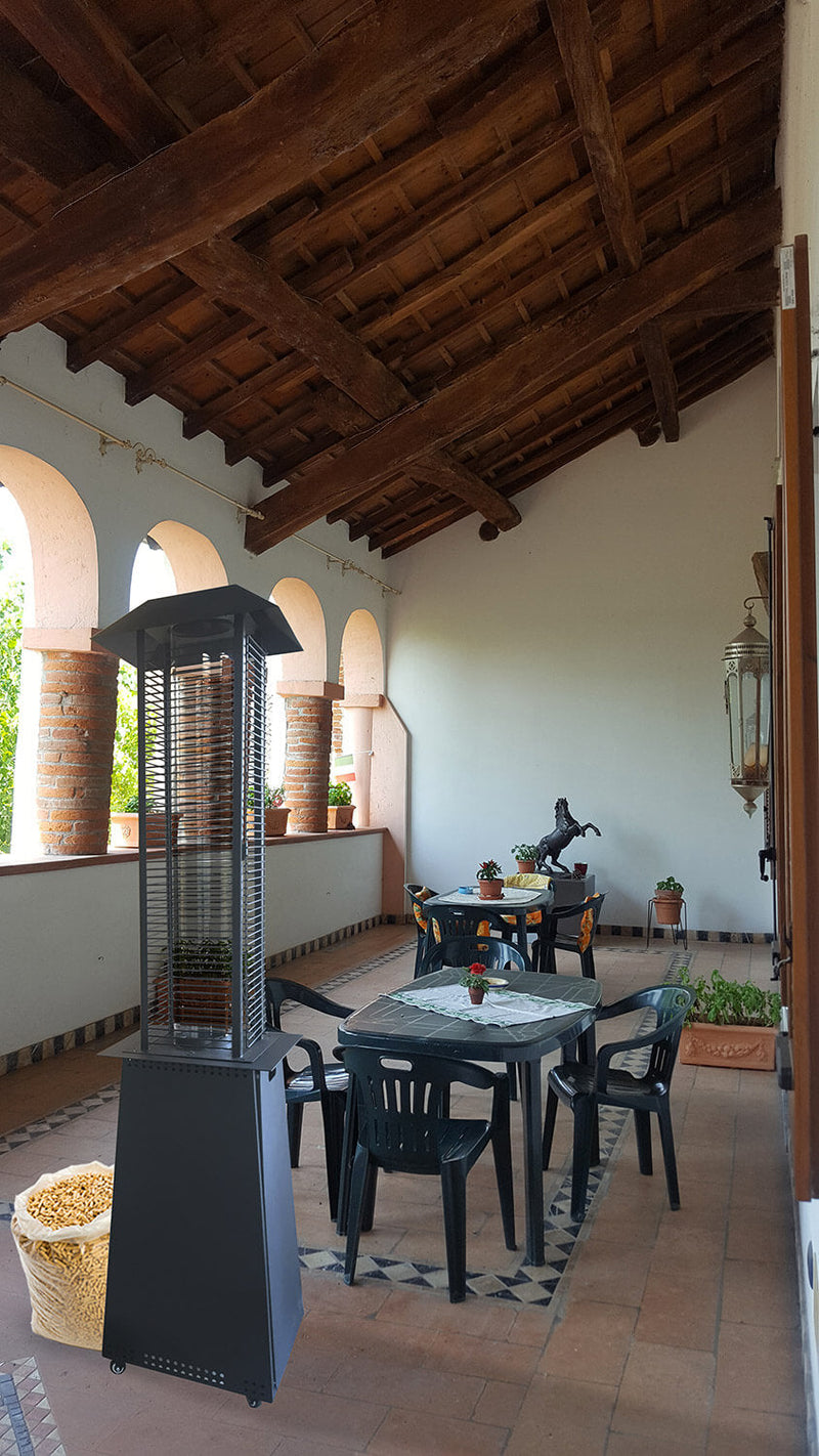 Stufa da Esterno Fungo a Pellet Pirolitico 14 kW in Acciaio Vannini Iris Grigia