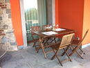 Set Tavolo e 4 Sedie Pieghevoli da Giardino in Legno di Carpino