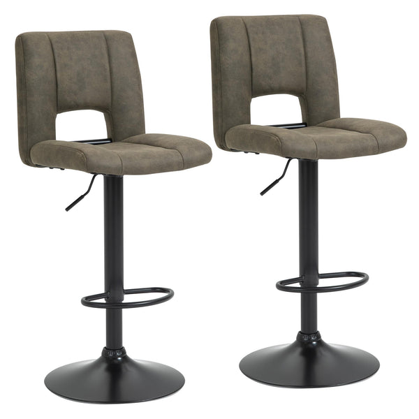 sconto Set mit 2 gepolsterten Barhockern 41,5 x 51 x 94–115 cm in Khaki und schwarzem Stoff