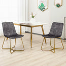 Set 2 Sedie da Soggiorno 49x61,5x85 cm in Tessuto Effetto Velluto Grigio