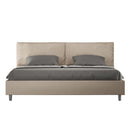 Letto Matrimoniale Imbottito in Similpelle Antea Large Tortora Varie Misure
