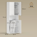 Mobile da Bagno 60x30x174 cm a 2 Ante con Cesto Portabiancheria a Ribalta e Ripiano Aperto in Legno Bianco      
