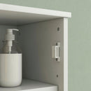 Mobile Bagno a Colonna 35x30x170 cm con 2 Armadietti e Ripiani Regolabili Scomparti Aperti in MDF Bianco      