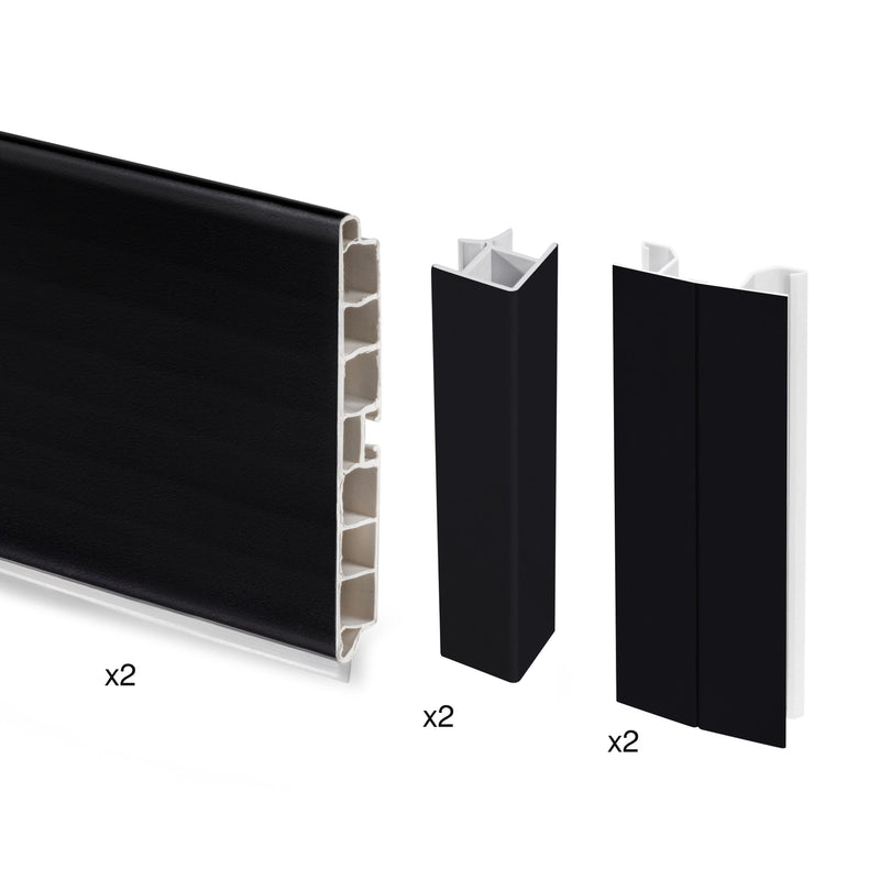 Kit Battiscopa da Cucina con Accessori H 100 mm in Tecnoplastica Emuca Nero