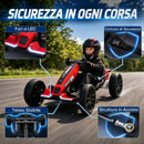 Go-Kart Elettrico per Bambini 3-6 Anni 12 V 98x55,5x46,5 cm con 2 Motori Avvio Morbido Sedile Regolabile e Luci LED in PP Rosso      