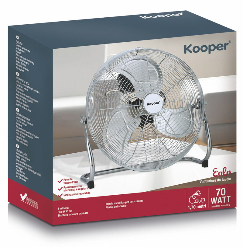 Ventilatore da Pavimento 35cm Inclinabile 3 Velocità  70W Kooper Eolo