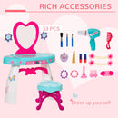 Postazione Trucco Specchiera Giocattolo per Bambini con Specchio e Accessori Azzurro e Bianco