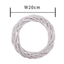 Set 9 Coroncine Bianche di Rattan Larghezza 20 cm