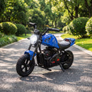 Moto da Cross Elettrica per Bambini 6-12 Anni 24 V 120x58x71,5 cm con Motore 180 W e Pneumatici in Gomma 30 cm Blu      