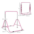 Barra Trazioni per Bambini Pieghevole Altezza Regolabile 88-128 cm in Acciaio Rosa  
