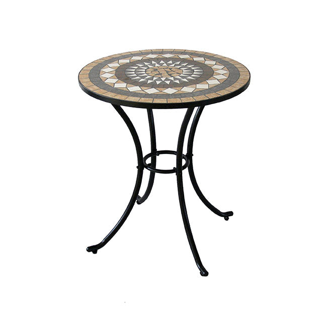 Tavolino da Giardino Rotondo in Ferro con Piano in Ceramica a Mosaico Taddei Musa