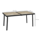Tavolo da Giardino 145x85x72 cm con Piano Effetto Legno in Plastica PSPC e Acciaio Grigio      