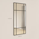 Specchio da Parete Stile Finestra 110x50 cm con Montaggio Verticale e Orizzontale Nero      