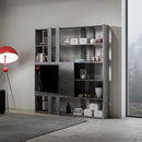 Libreria Moderna 5 Ripiani con Pannello per TV 178x36x204 cm in nobilitato Grigio