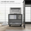 Mobile Porta Stampante a 2 Livelli con 3 Scomparti e Ruote per Ufficio e Studio 40x30x36 cm in Truciolato Nero