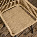 Set Tavolo con Vetro Temperato e 6 Sedie con Cuscini da Giardino in Acciaio e PE Rattan Naturale Nero e Beige