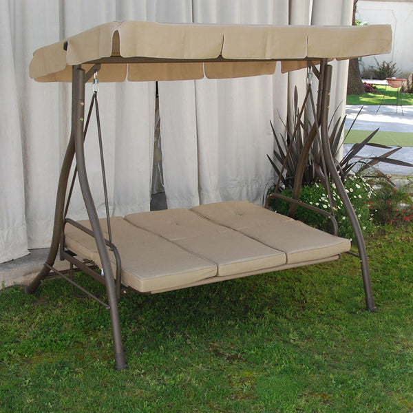 3-Sitzer-Schaukelstuhl mit verstellbarer Eisenstruktur für Gartenmöbel im Freien online