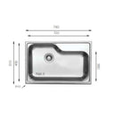 Lavello da cucina monovasca 78x51 cm