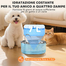Fontanella per Gatti 32x22,1x22,3 cm Capacità 7L con Luce LED Filtri e Spazzola per Pulizia in Acciaio Argento 