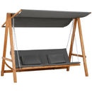 Dondolo Letto 3 Posti da Giardino 225,5x113x180 cm in Legno e Poliestere Grigio