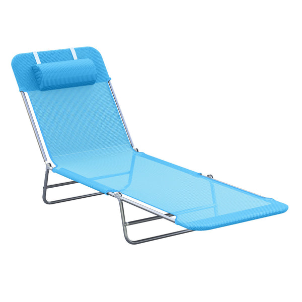 online Faltbare Sonnenliege 182 x 56 x 24,5 cm aus Stahl und blauem Netzstoff