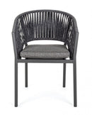 Set 4 Sedie 57x60x80h cm con Braccioli e Cuscini Florencia Antracite