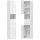 Mobiletto Bagno Alto Lucido 30x30x170 cm con Cassetto e Ripiani Regolabili in MDF      