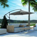 Ombrellone da Giardino Decentrato Ø300x250 cm in Acciaio e Poliestere Grigio