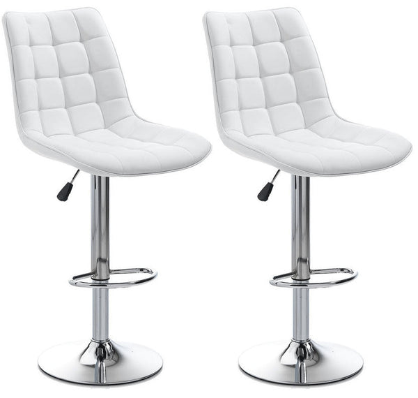 Set mit 2 Hockern 51 x 60 x 95/115 cm aus weißem Kunstleder sconto