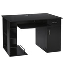 Scrivania da Ufficio Porta PC 120x60x74 cm con Mensole Ripiano Tastiera  Nera