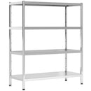 Scaffale da Cucina a 4 Livelli Regolabili 91x40x108 cm in Acciaio Inox Argento   