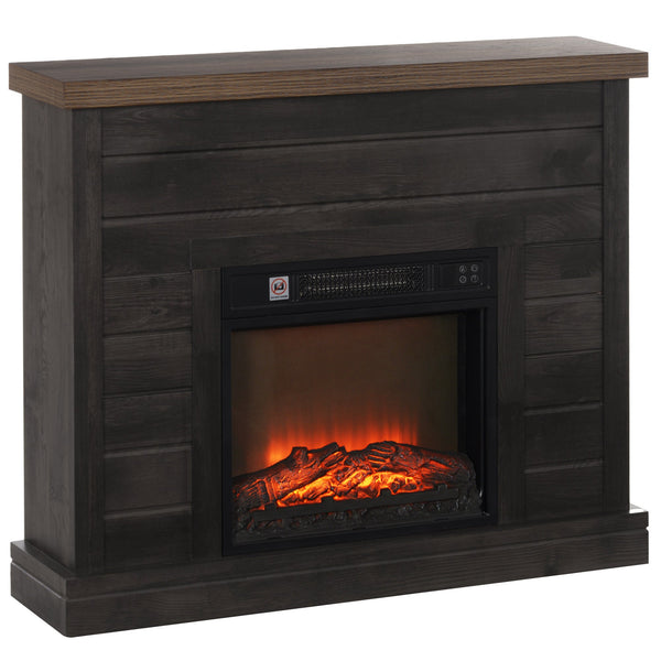 Camino Elettrico da Pavimento 1800W Effetto Fiamma e Telecomando 96,5x22x81,7 cm Grigio Scuro sconto