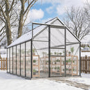 Serra da Giardino 7,1 m² 190x375x199 cm in Policarbonato con Telaio in Lega di Alluminio Grondaie Finestre Apribili e Porta Scorrevole      