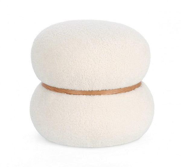 sconto Pouf Ø 43x40 cm Cozy Japandi in Tessuto Bianco
