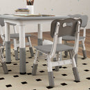 Set Tavolo con 4 Sedie per Bambini Altezza Regolabile Grigio  
