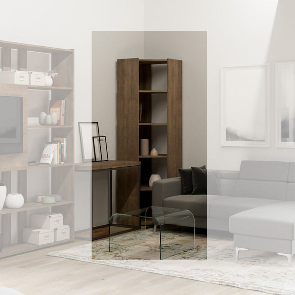 Libreria Angolare Moderna 5 Ripiani 60,3x60,3x205 cm in nobilitato Noce acquista