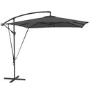 Ombrellone a Sbalzo Regolabile 247x247x256 cm con Base a Croce e Manovella in Acciaio e Poliestere Grigio Scuro      