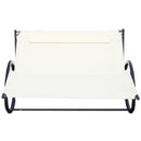 Lettino Prendisole a Dondolo 2 Posti da Giardino 140x200x88 cm in Metallo e Textilene Bianco Crema