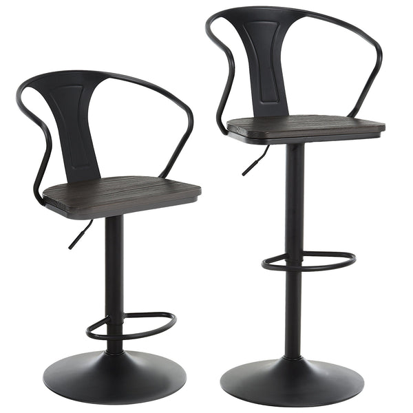 Set mit 2 hohen Barhockern aus schwarzem Stahl und Holz online