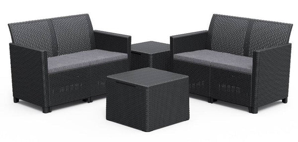 Set da Giardino 2 Divani e 2 Tavolini in Resina Keter Claire Double Sofa  Antracite